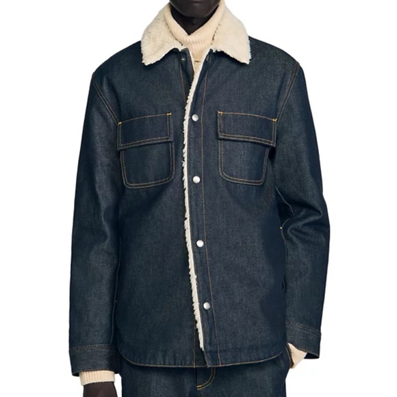 Sandro Other - Denim Vintage Shearling Overshirt